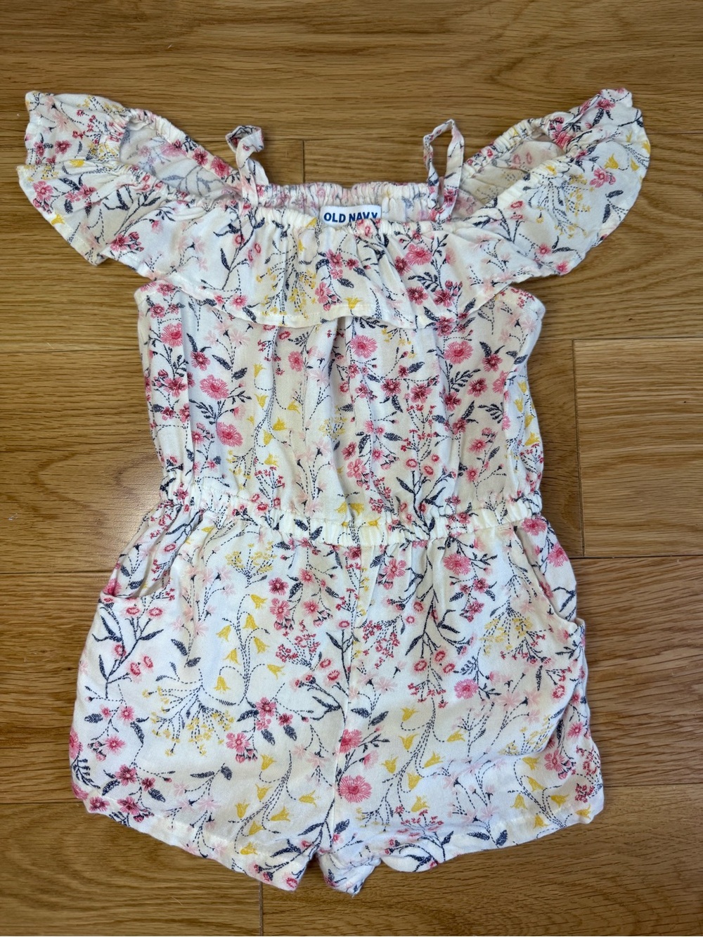 Old Navy Girls' Floral Ruffle Romper - Cream with Pink & Yellow
